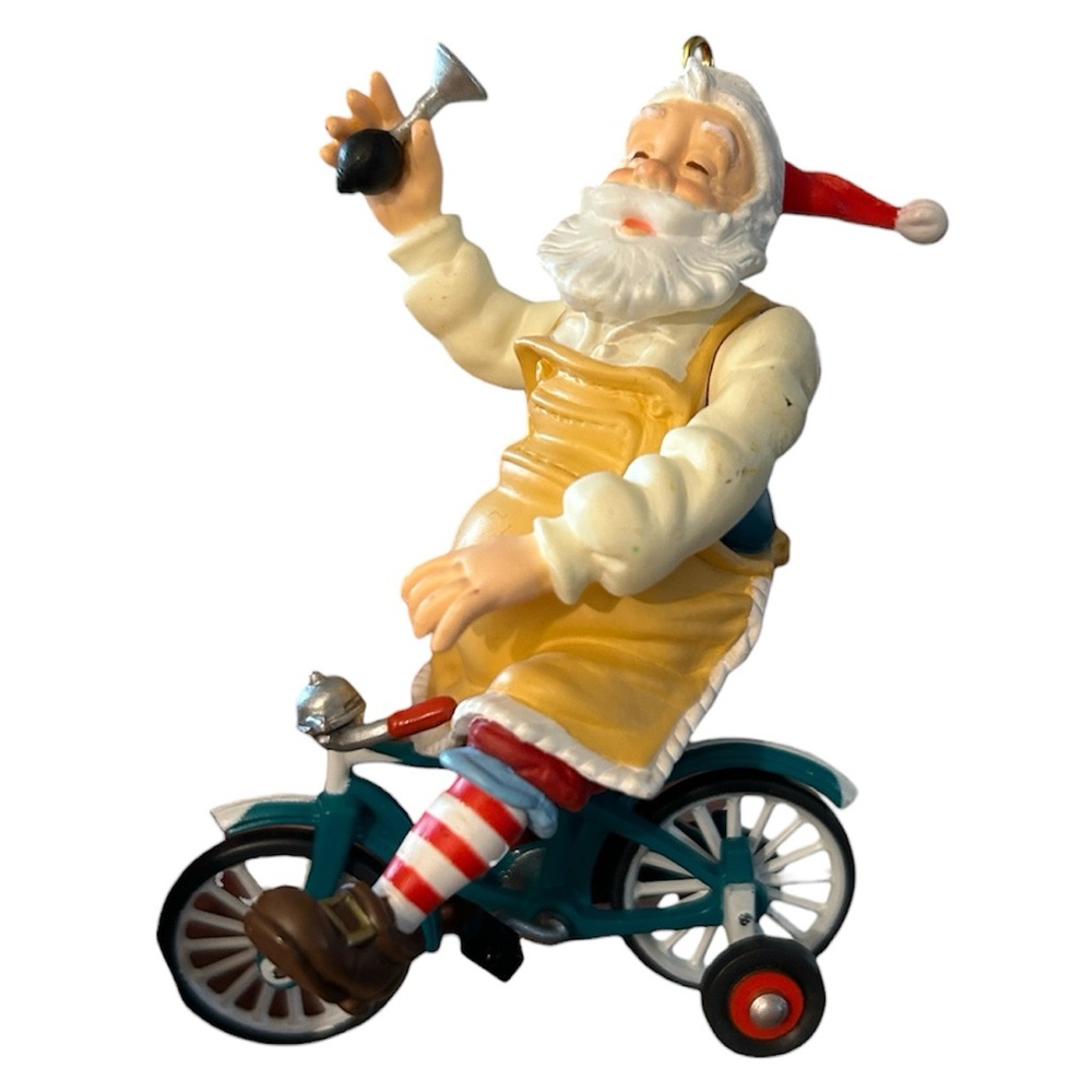 10/$30 Hallmark Keepsake Christmas tree Ornament Toymaker Santa on bike 2002